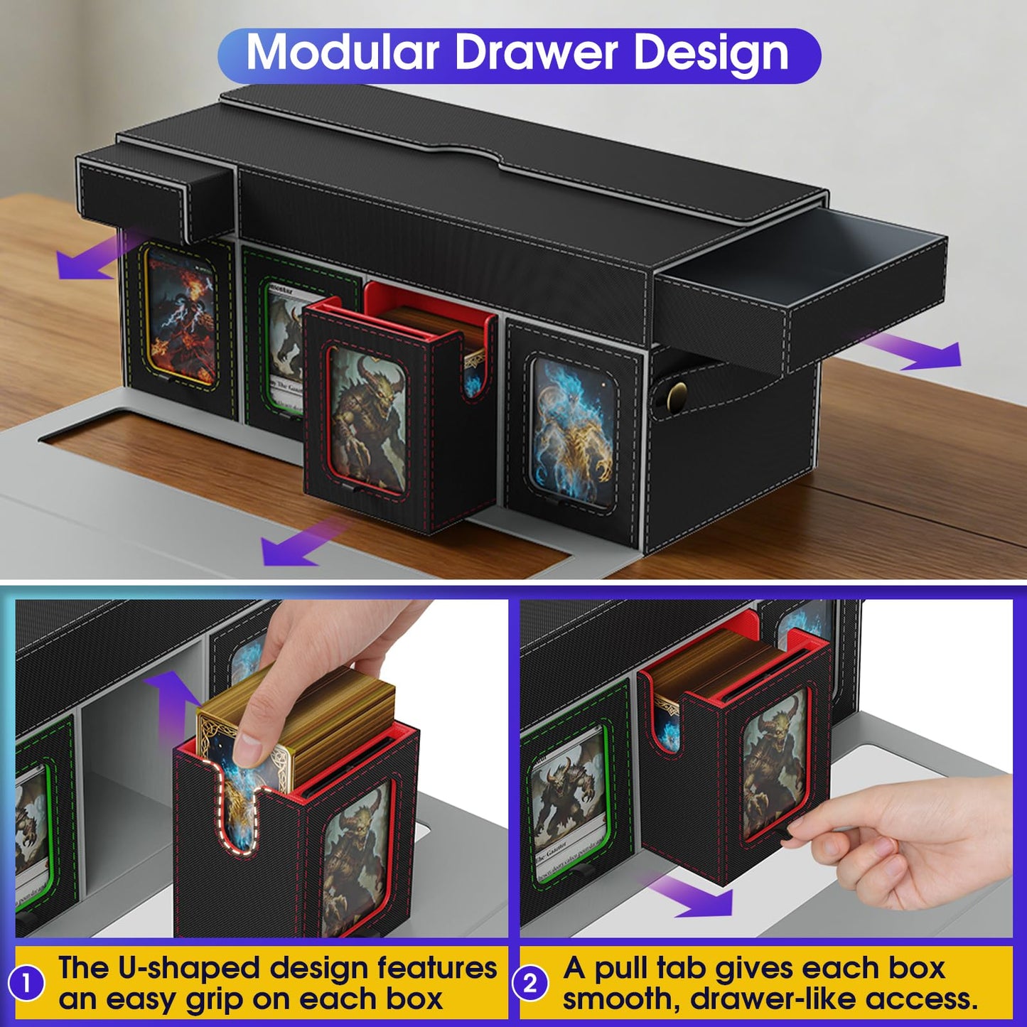 Cortile MTG Deck Box with 8-Deck Modular Case, Playmat Storage & Dice Tray – 1040+ Cards