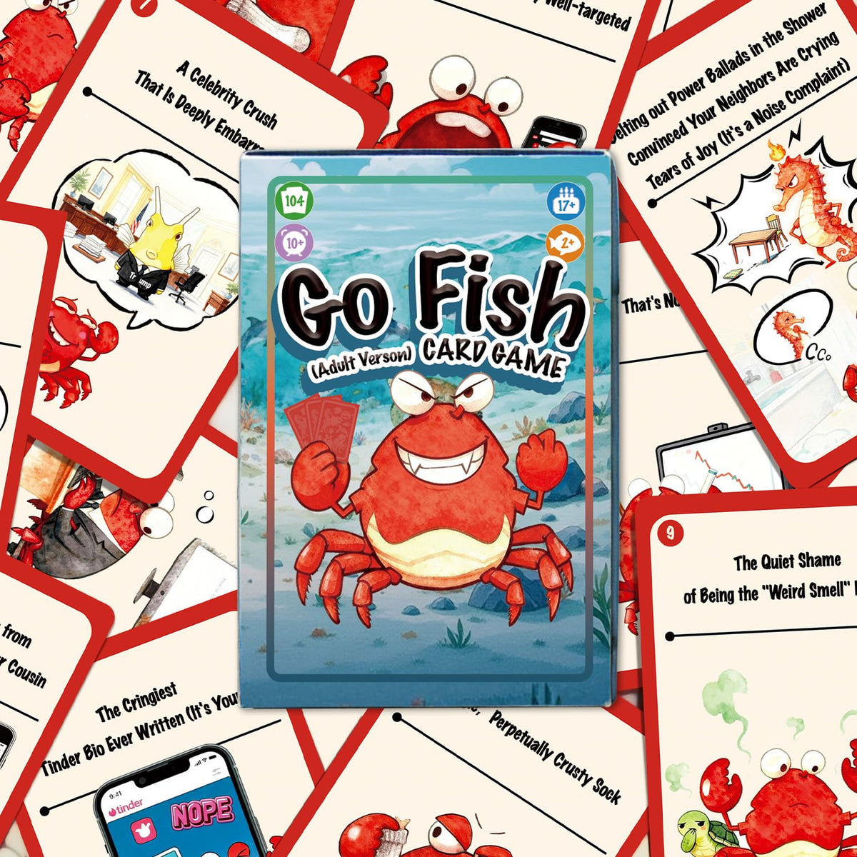Corzeergi Go Fish Card Game for Adults — 104 Cards, Unique Pairs, 2+ Players