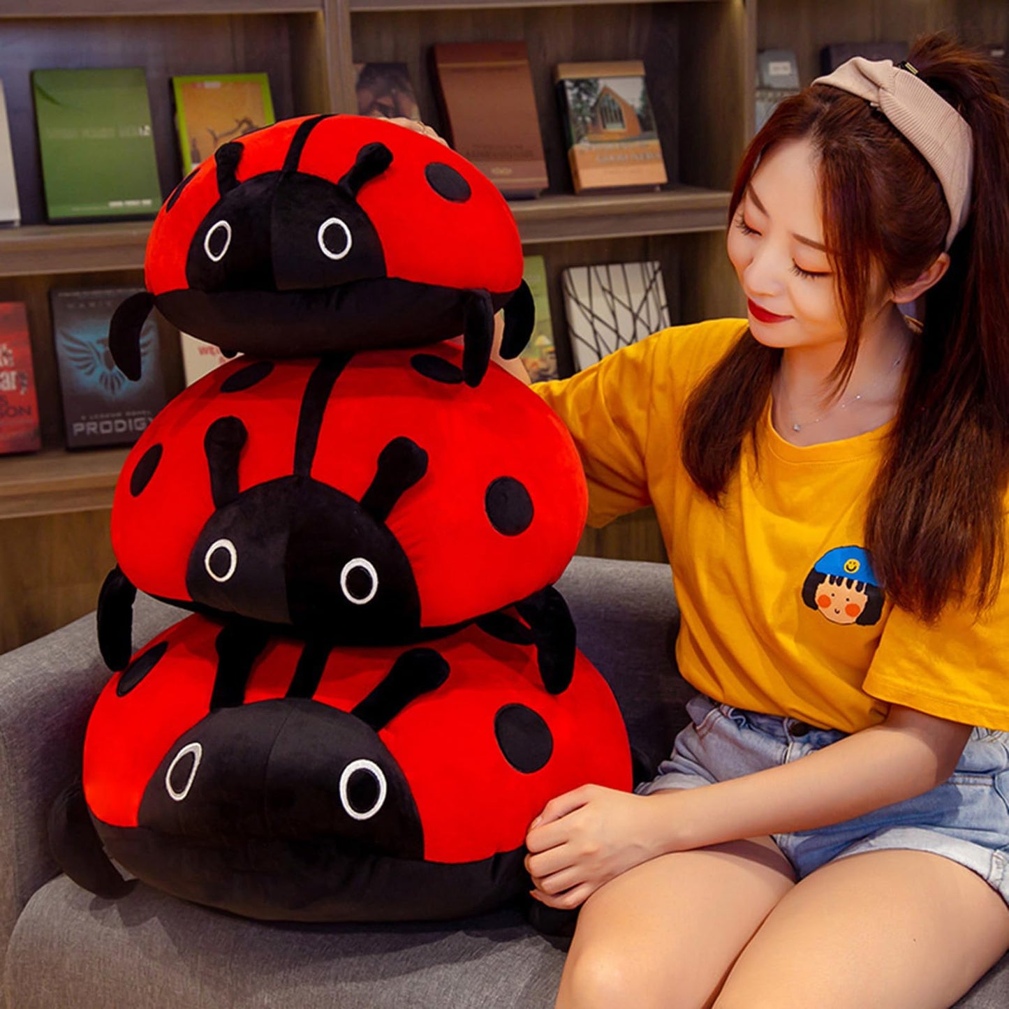 COSGOO 16-Inch Ladybug Plush Pillow – Soft, Cozy, Safe Gift