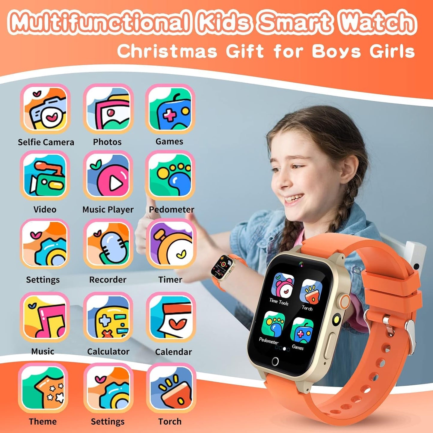 Cosjoype Kids Smart Watch for Girls 3-12 — 26 Games, HD Camera & Music Player