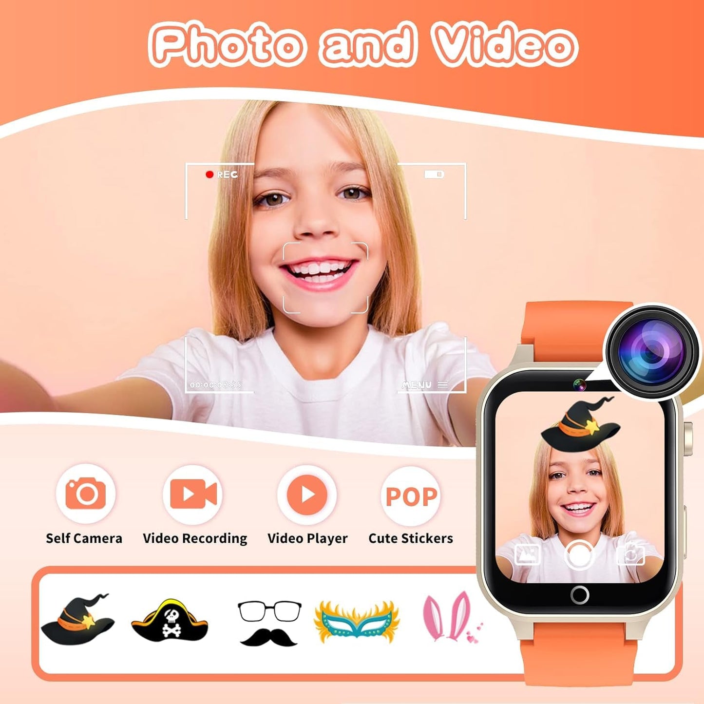 Cosjoype Kids Smart Watch for Girls 3-12 — 26 Games, HD Camera & Music Player