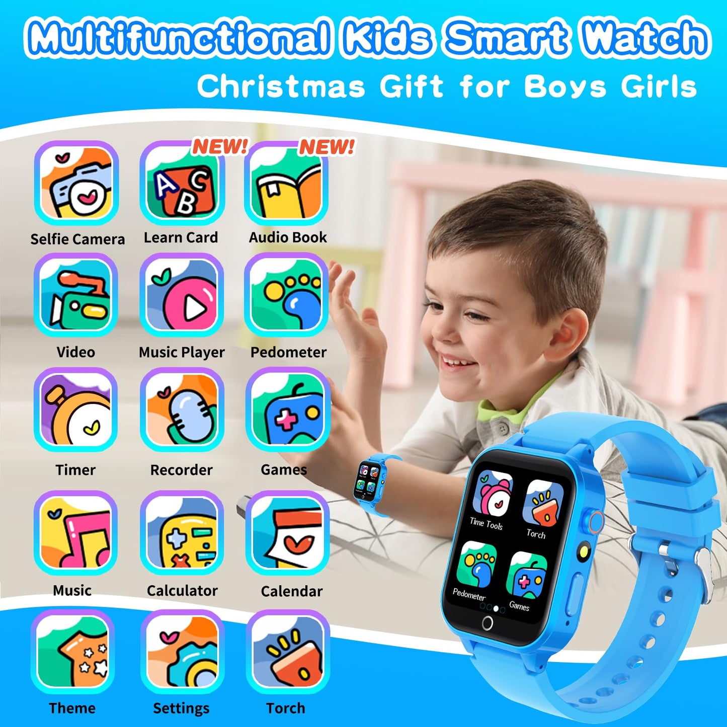 Cosjoype Kids Smart Watch – 26 Puzzle Games, HD Camera, Habit Tracking, 12/24h – Gift for 5-12 Year Olds