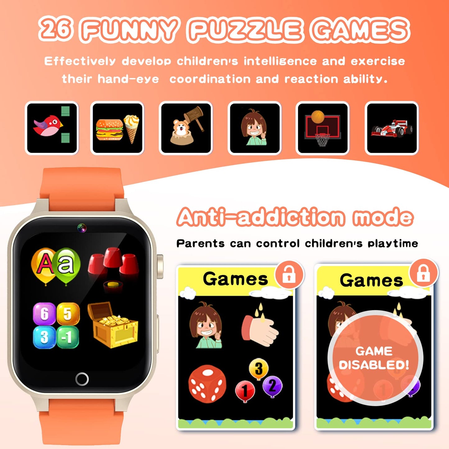 Cosjoype Kids Smart Watch for Girls 3-12 — 26 Games, HD Camera & Music Player