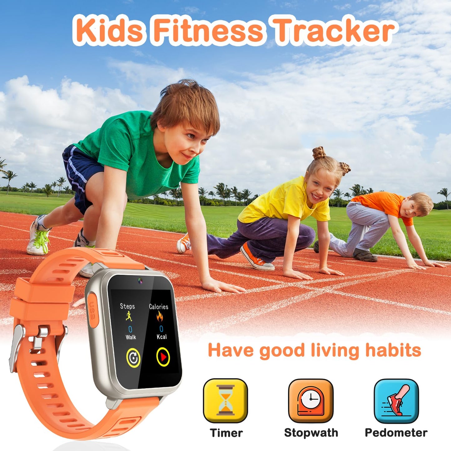Cosjoype Kids Smart Watch for Girls 5-12 | 24 Games, Camera, Pedometer & Screen Protector