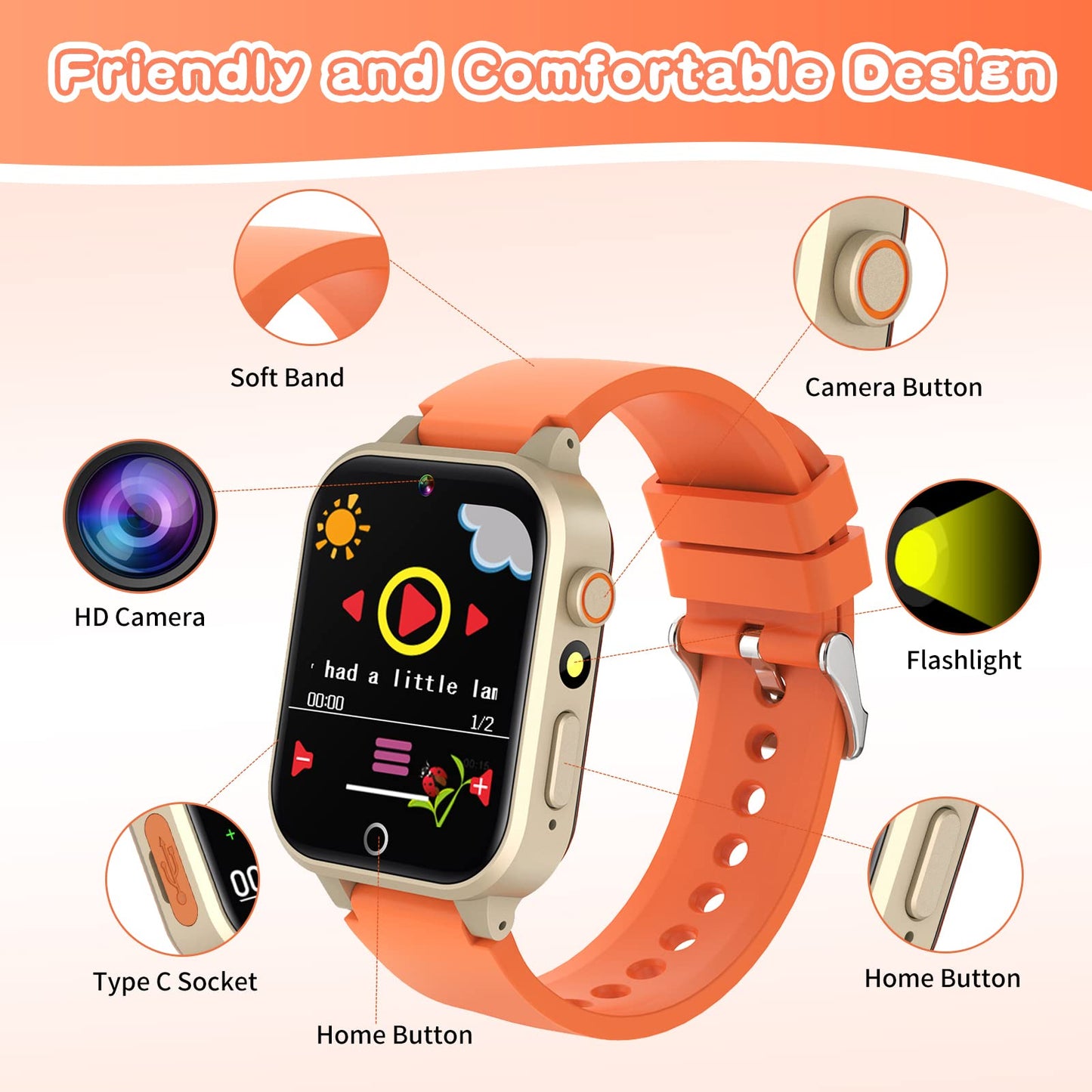 Cosjoype Kids Smart Watch for Girls 3-12 — 26 Games, HD Camera & Music Player