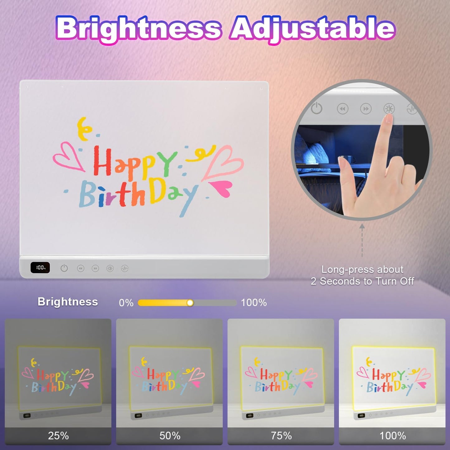Cosmody Rechargeable LED Drawing Board for Kids – 13-Inch Neon Art Pad with 8 Colors, 6 Modes, Tracing Book & 7 Markers