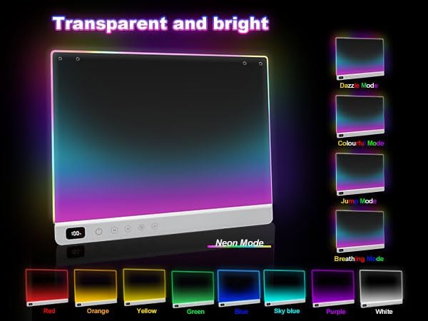 Cosmody Rechargeable LED Drawing Board for Kids – 13-Inch Neon Art Pad with 8 Colors, 6 Modes, Tracing Book & 7 Markers