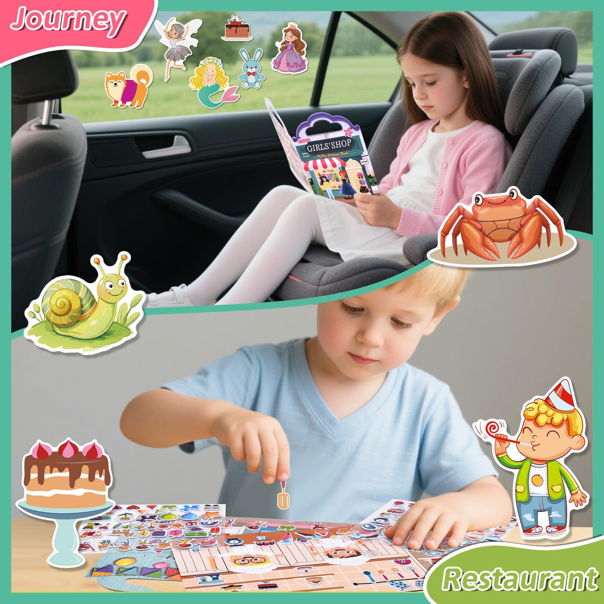 Cosomia 6-Set Puffy Sticker Books for Kids | 260 Reusable Stickers (Ages 3+)