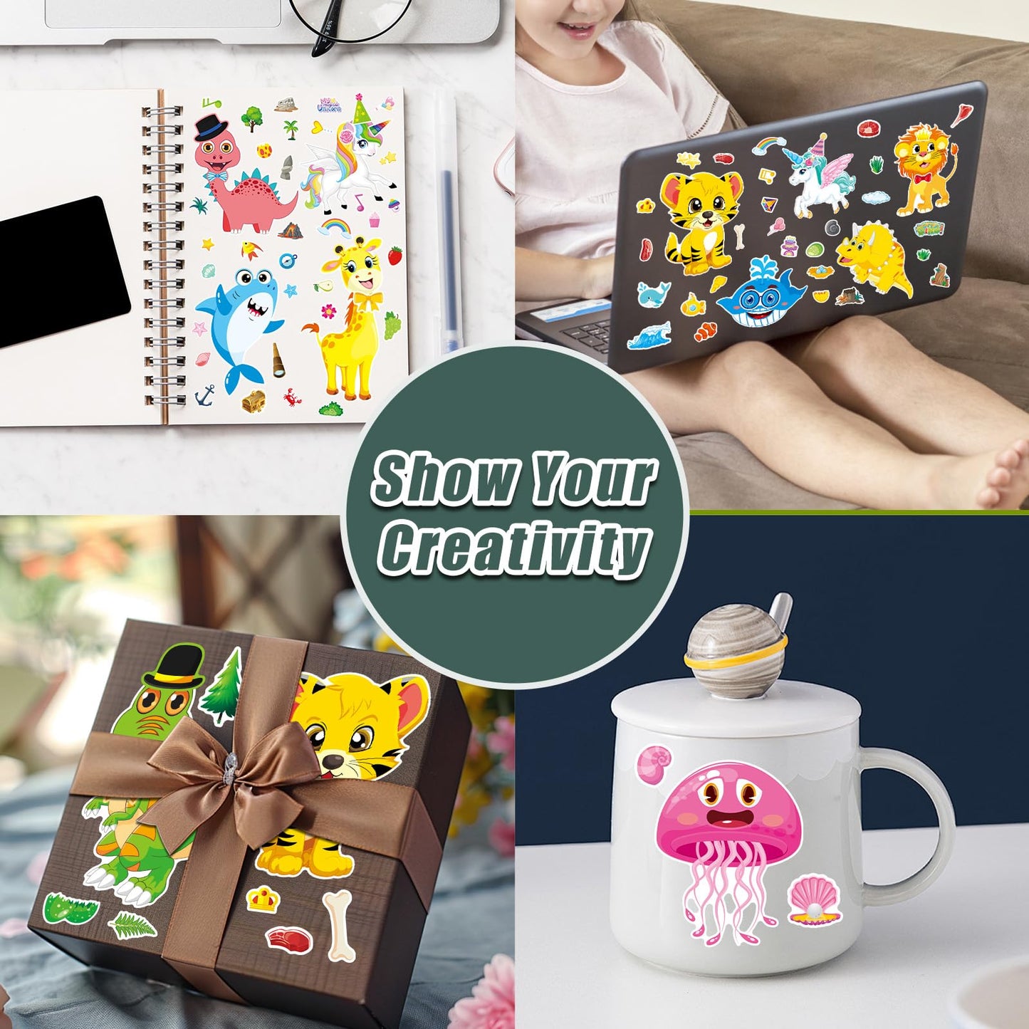 Cosomia 48 Sheets Create Funny Mixed Animals Stickers – Face Sticker Set for Kids 3+