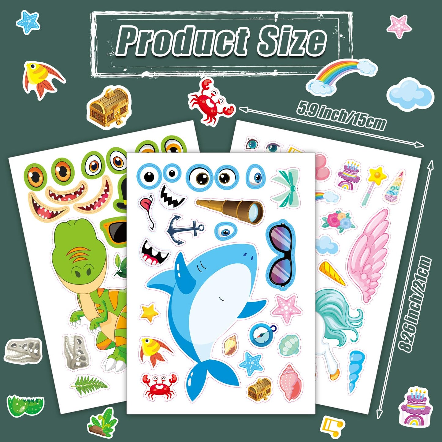 Cosomia 48 Sheets Create Funny Mixed Animals Stickers – Face Sticker Set for Kids 3+