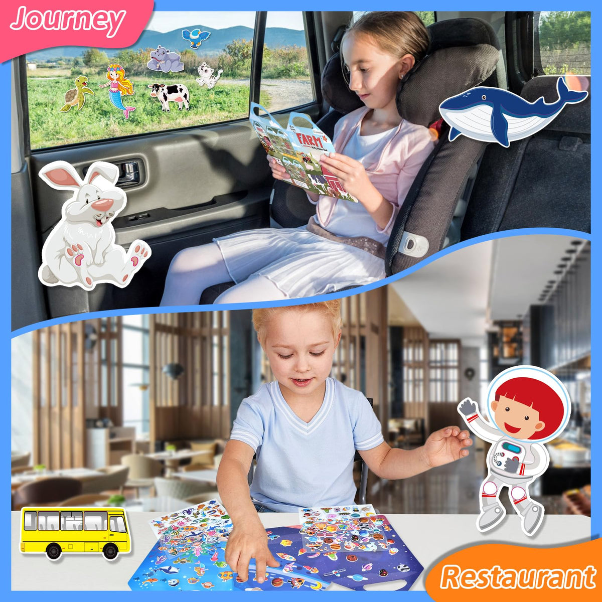 Cosomia 6 Set Puffy Sticker Books 260 pcs – 3D Reusable Stickers for Kids Aged 3–8
