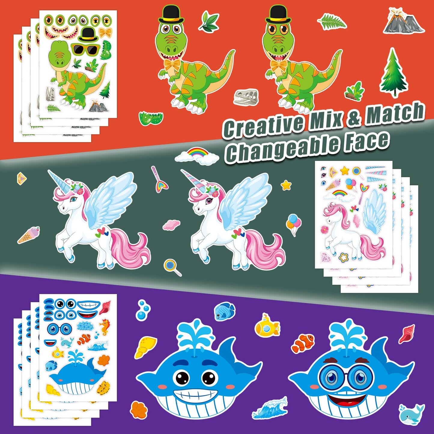 Cosomia 48 Sheets Create Funny Mixed Animals Stickers – Face Sticker Set for Kids 3+