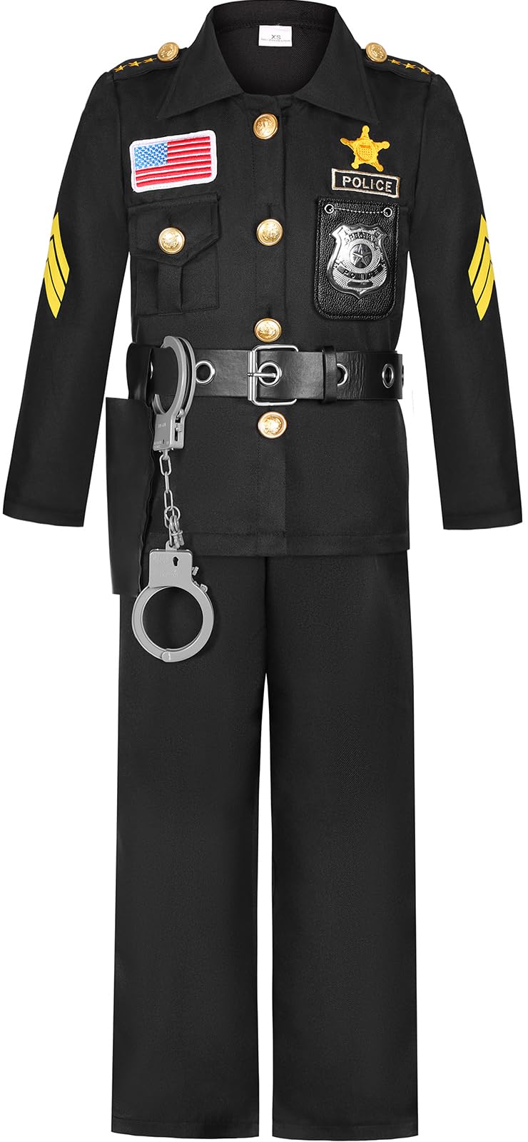 Costumerry Police Officer Costume for Kids 8-10 Years – Complete Cop Dress-Up Set