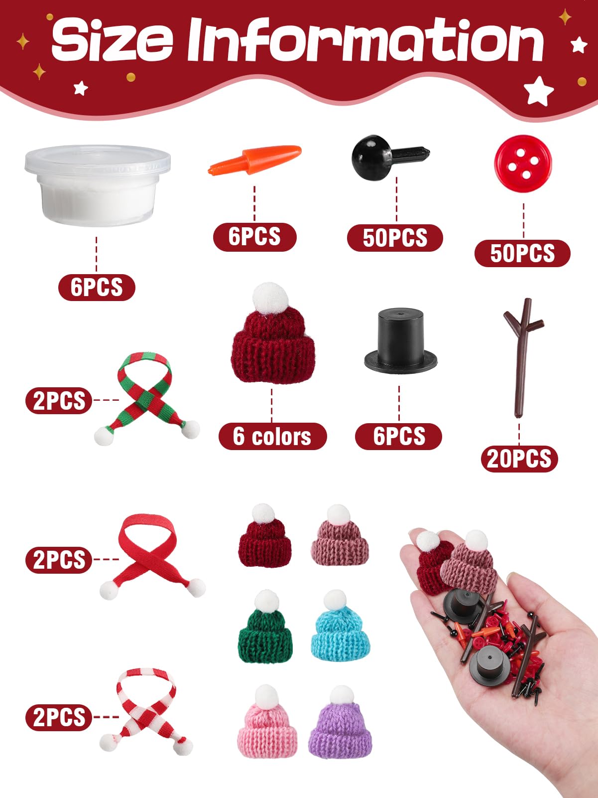 Cosweet 6-Pack Christmas Snowman Crafts Kit for Kids - DIY Snowman Decorations
