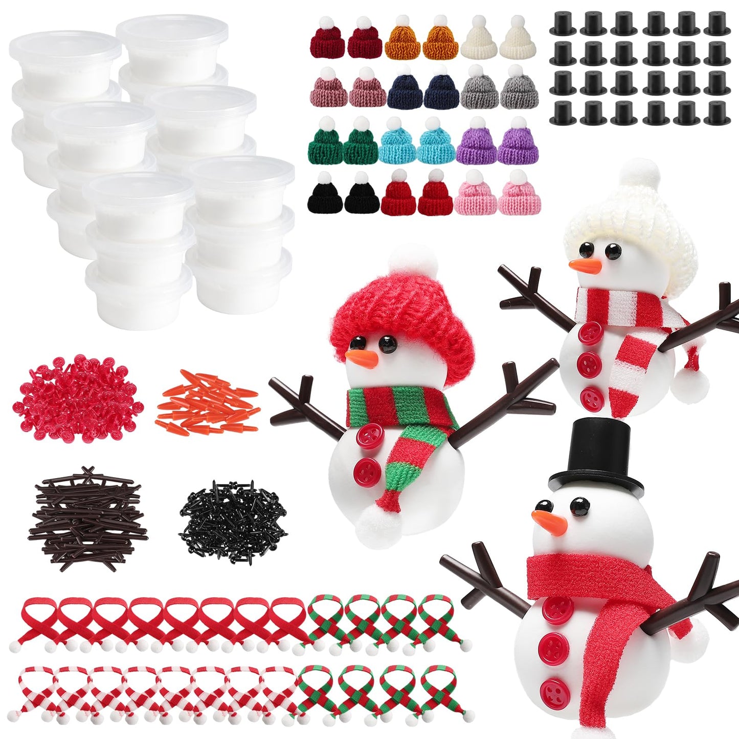 Cosweet 24 Pack Christmas Snowman Crafts Kit for Kids – Build Snowmen with Air-Dry Clay & Accessories