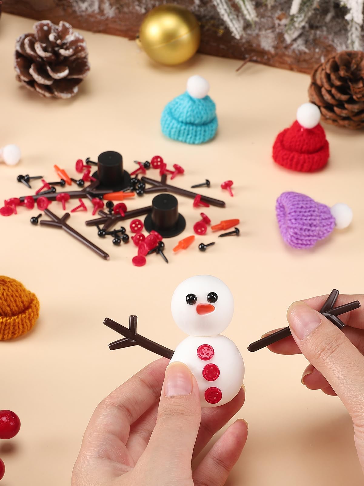 Cosweet 24 Pack Christmas Snowman Crafts Kit for Kids – Build Snowmen with Air-Dry Clay & Accessories