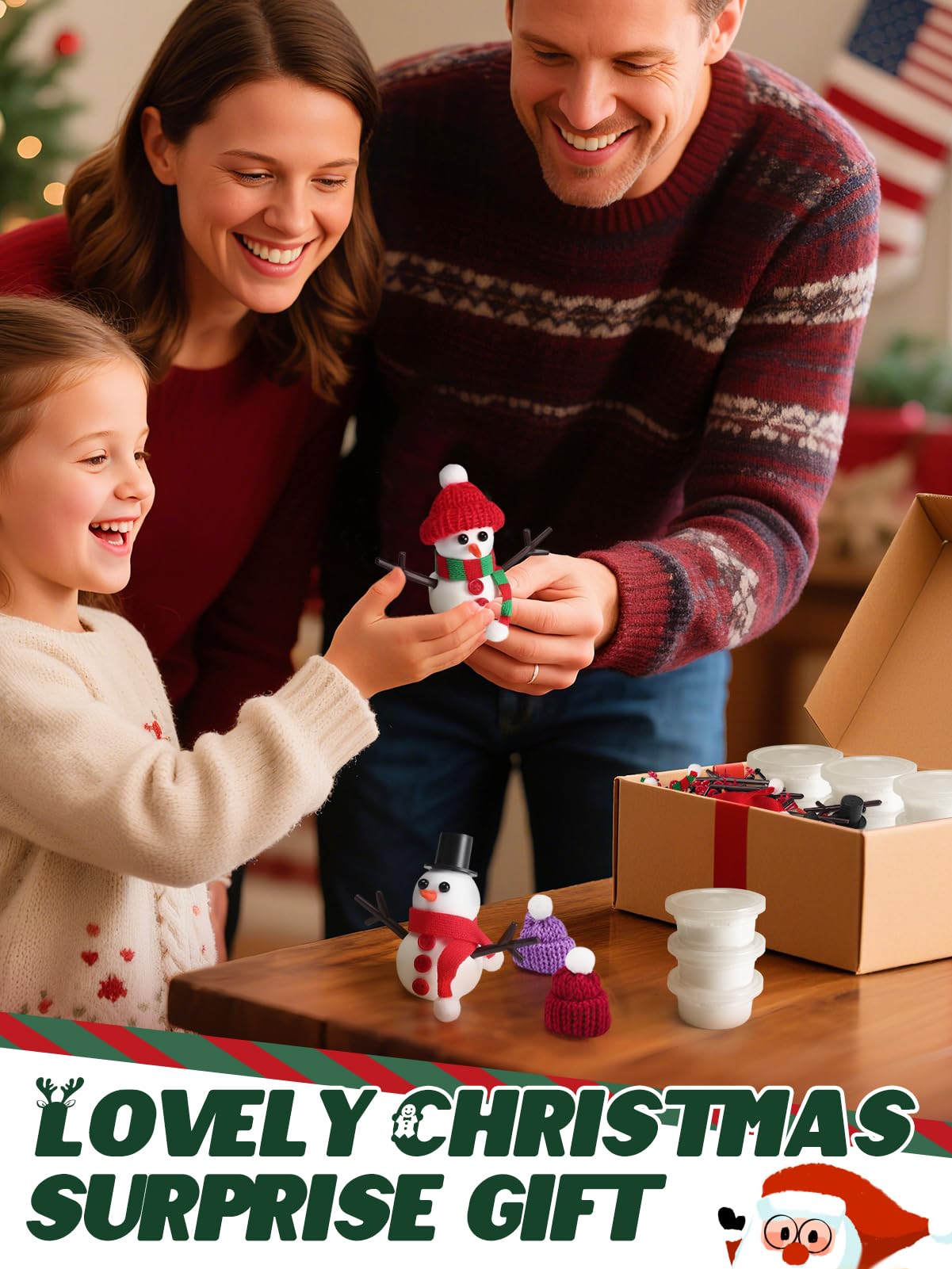 Cosweet 24 Pack Christmas Snowman Crafts Kit for Kids – Build Snowmen with Air-Dry Clay & Accessories
