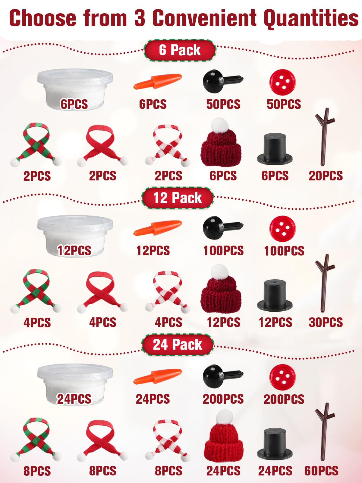 Cosweet 24 Pack Christmas Snowman Crafts Kit for Kids – Build Snowmen with Air-Dry Clay & Accessories