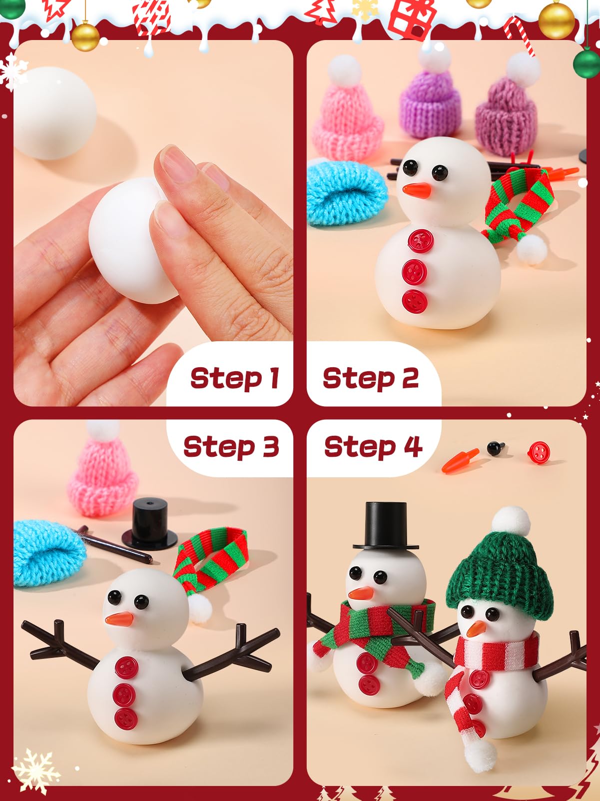 Cosweet 6-Pack Christmas Snowman Crafts Kit for Kids - DIY Snowman Decorations