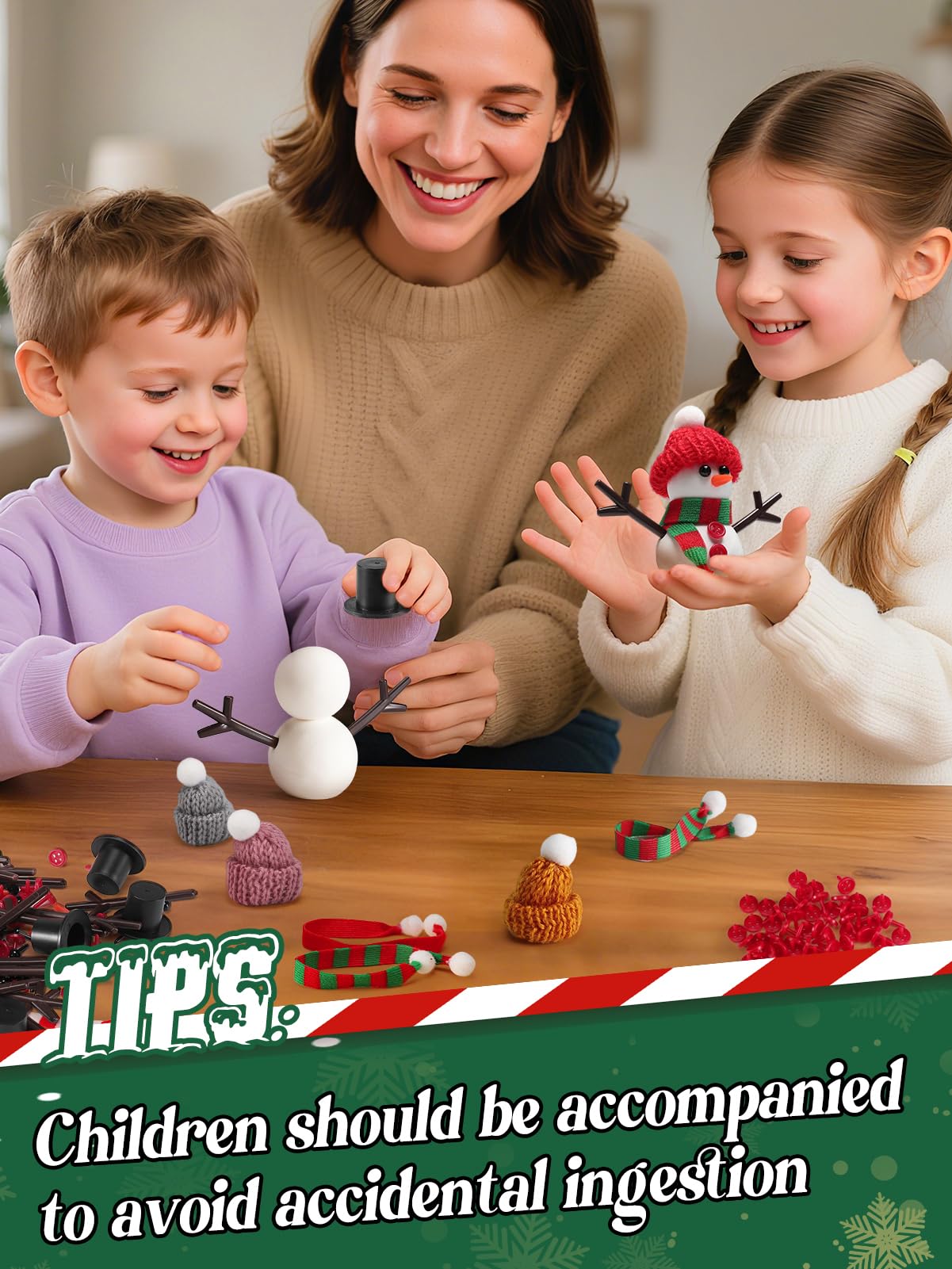 Cosweet 24 Pack Christmas Snowman Crafts Kit for Kids – Build Snowmen with Air-Dry Clay & Accessories