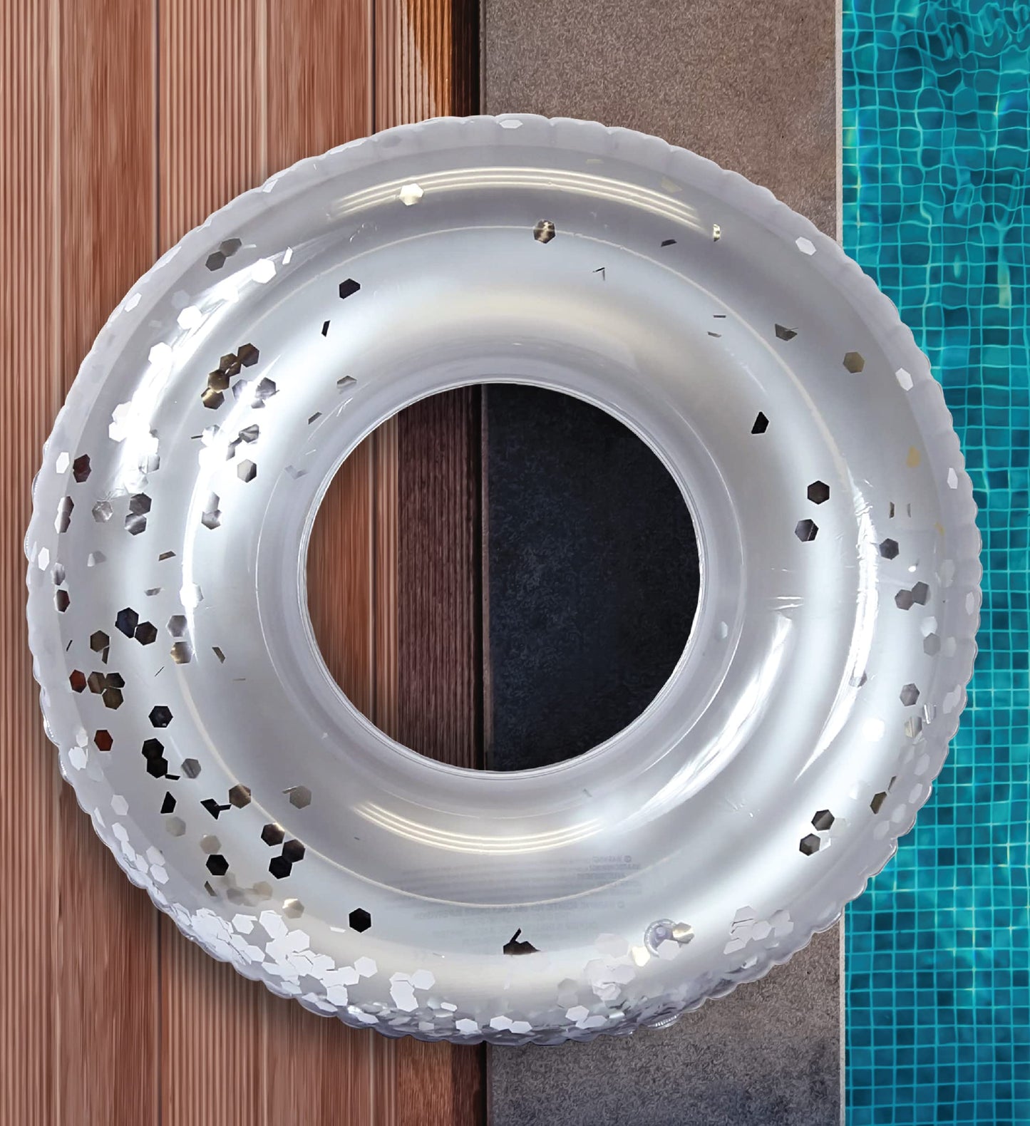 CoTa Global POZA 36-Inch Silver Confetti Pool Float Tube – UV-Resistant, Heavy-Duty