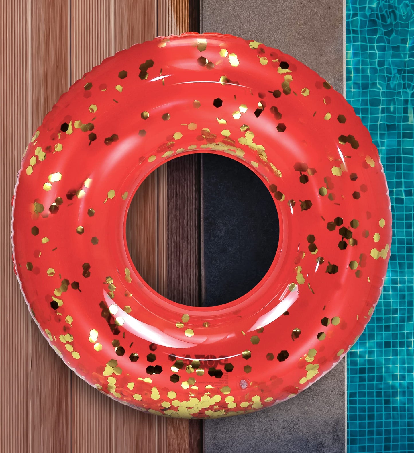 CoTa Global Red Confetti Pool Float – 36-Inch Inflatable Ring for Kids and Adults
