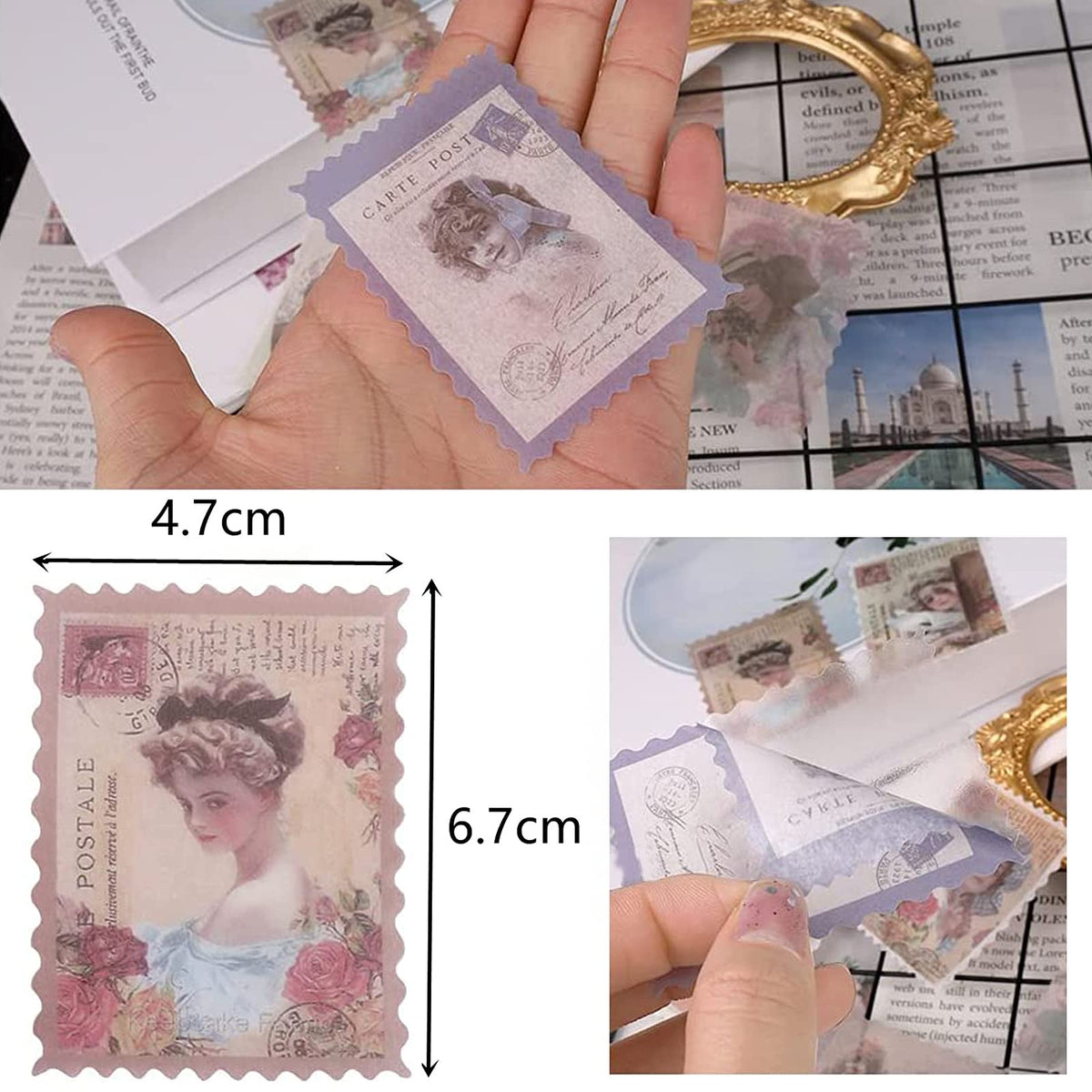 Cotrida 240Pcs Vintage Postage Stamp Stickers – Aesthetic Botanical Deco for Journaling & Scrapbooking