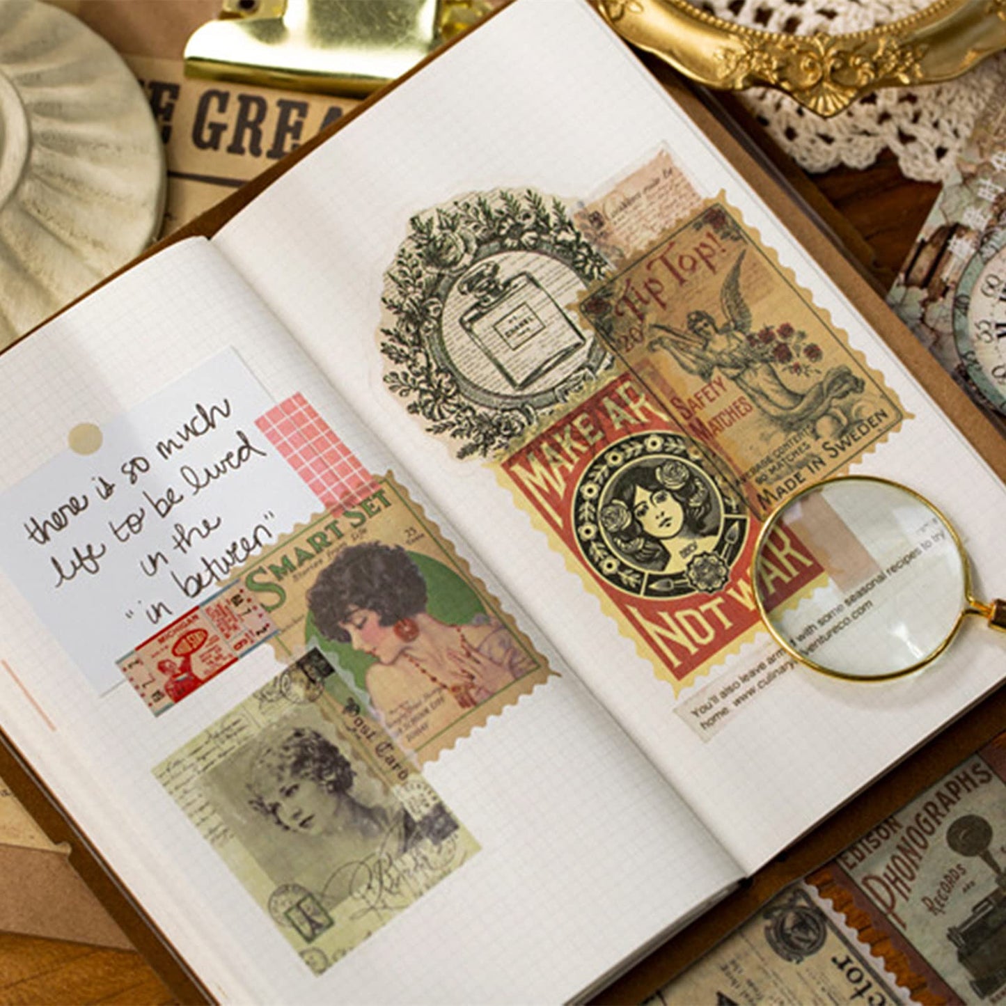 Cotrida 60pcs Vintage Postage Stamp Stickers – Aesthetic Deco for Scrapbooking & Journaling