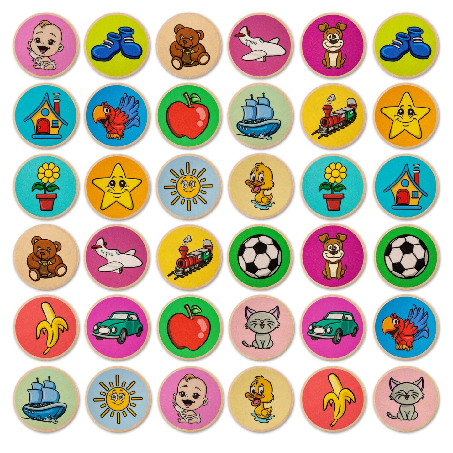 Cottify Montessori-Inspired Wooden Matching Game for Toddlers (2-4) – 36 Cards + Carry Bag