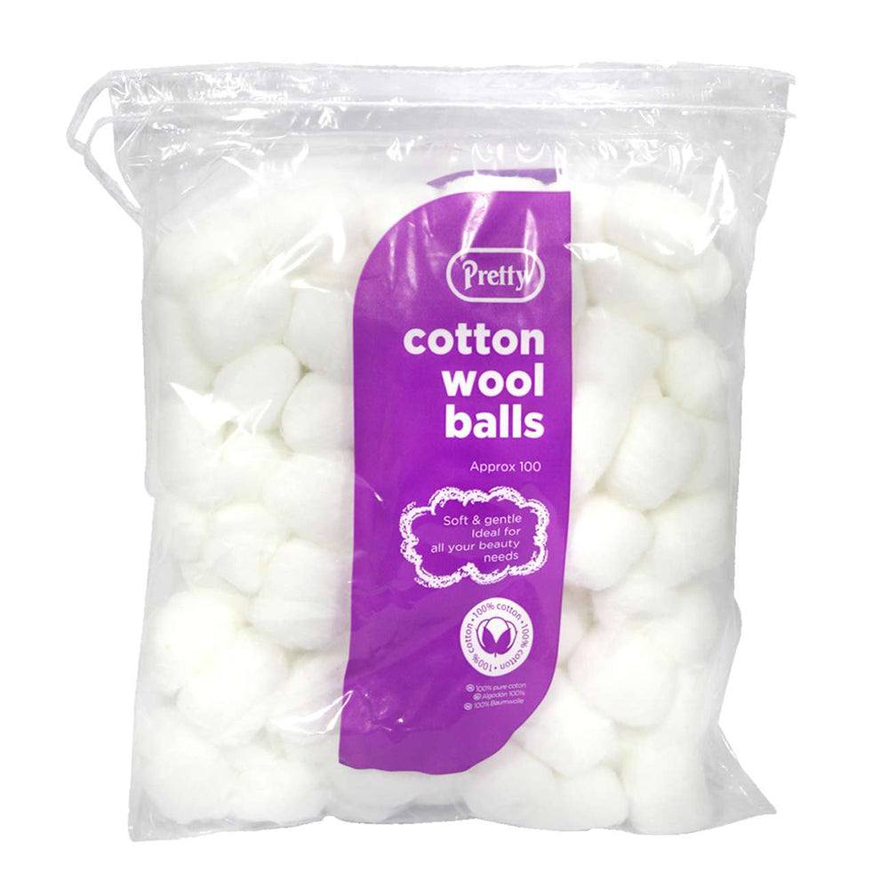 Pretty Cotton Wool Balls: Ultra-Soft & Absorbent for Gentle Skincare, Makeup Removal & Baby Care (100 pcs)