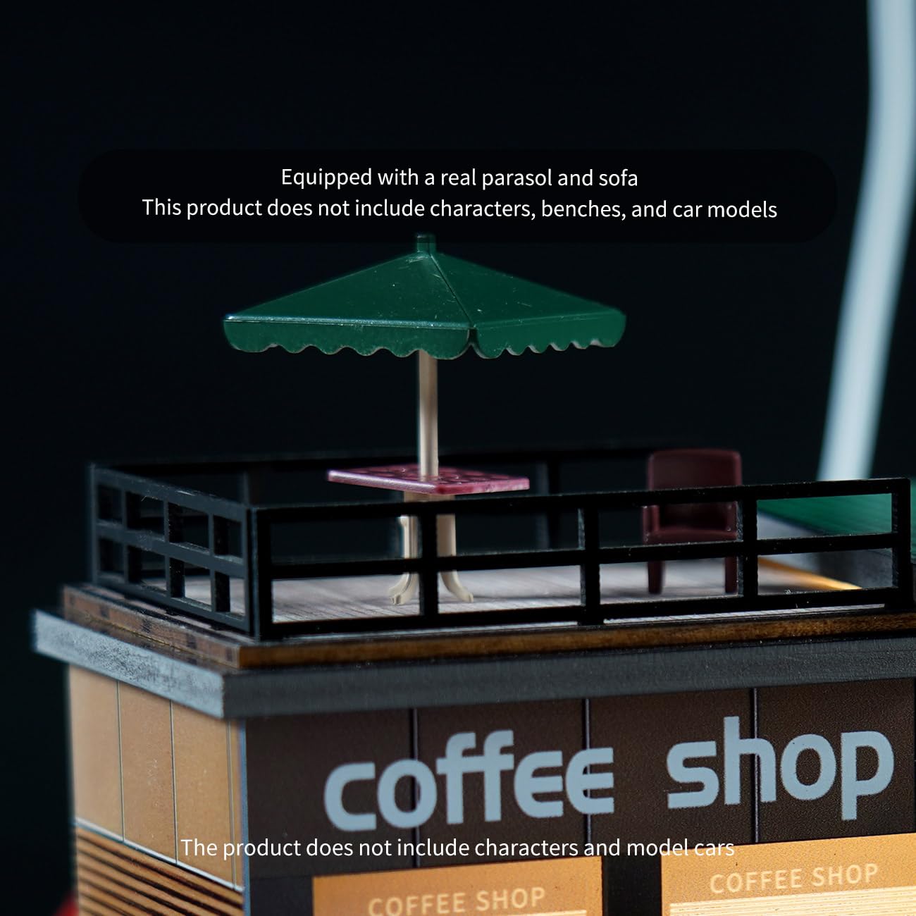 Cotymko 1/64 Diorama Garage – Coffee Shop LED Display Case for Model Cars