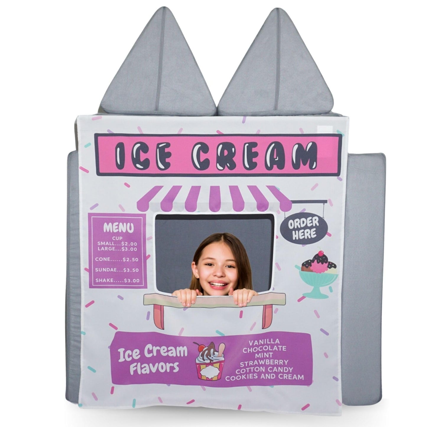 Couch Swag Ice Cream Store Play Panel for Kids Foam Sofa | Easy Setup & Imaginative Play