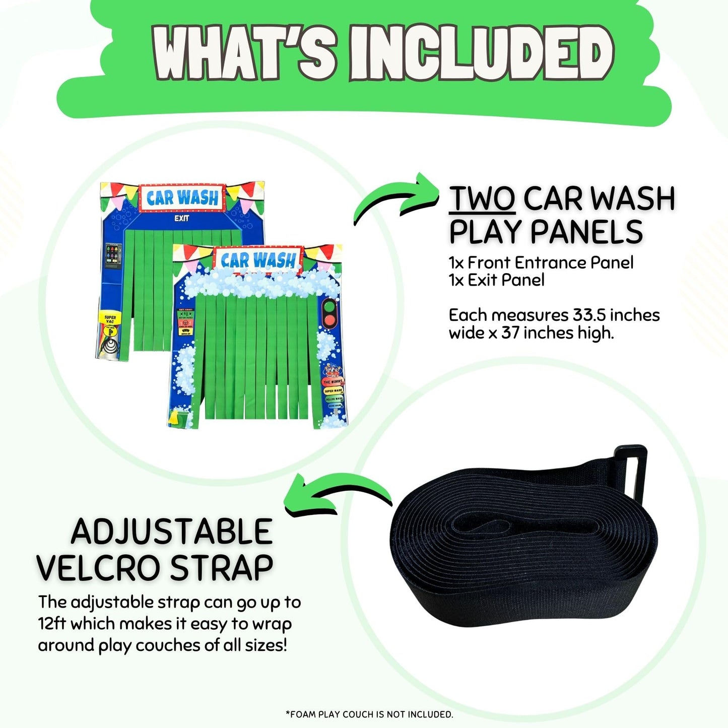 Couch Swag Play Panel: Car Wash for Children's Foam Sofa