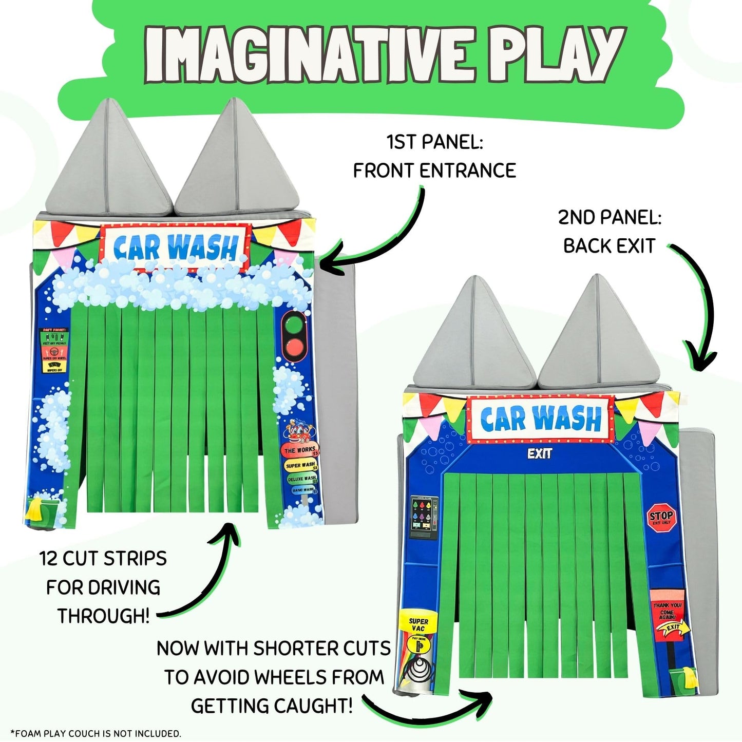 Couch Swag Play Panel: Car Wash for Children's Foam Sofa