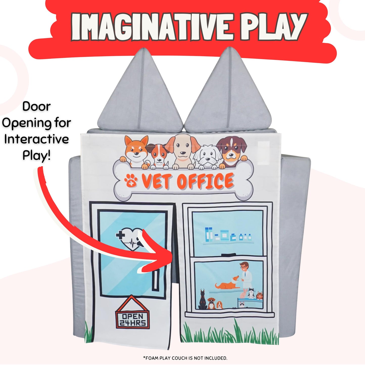 Couch Swag Vet Office Play Panel for Kids Foam Couch | Interactive Veterinary Play