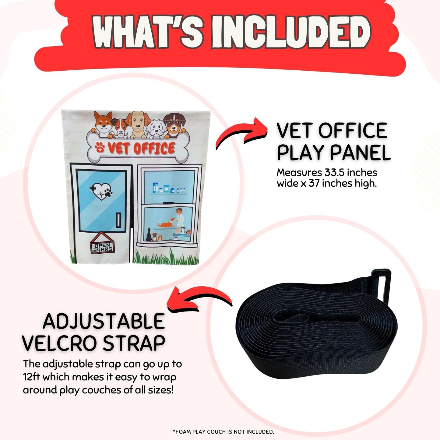 Couch Swag Vet Office Play Panel for Kids Foam Couch | Interactive Veterinary Play