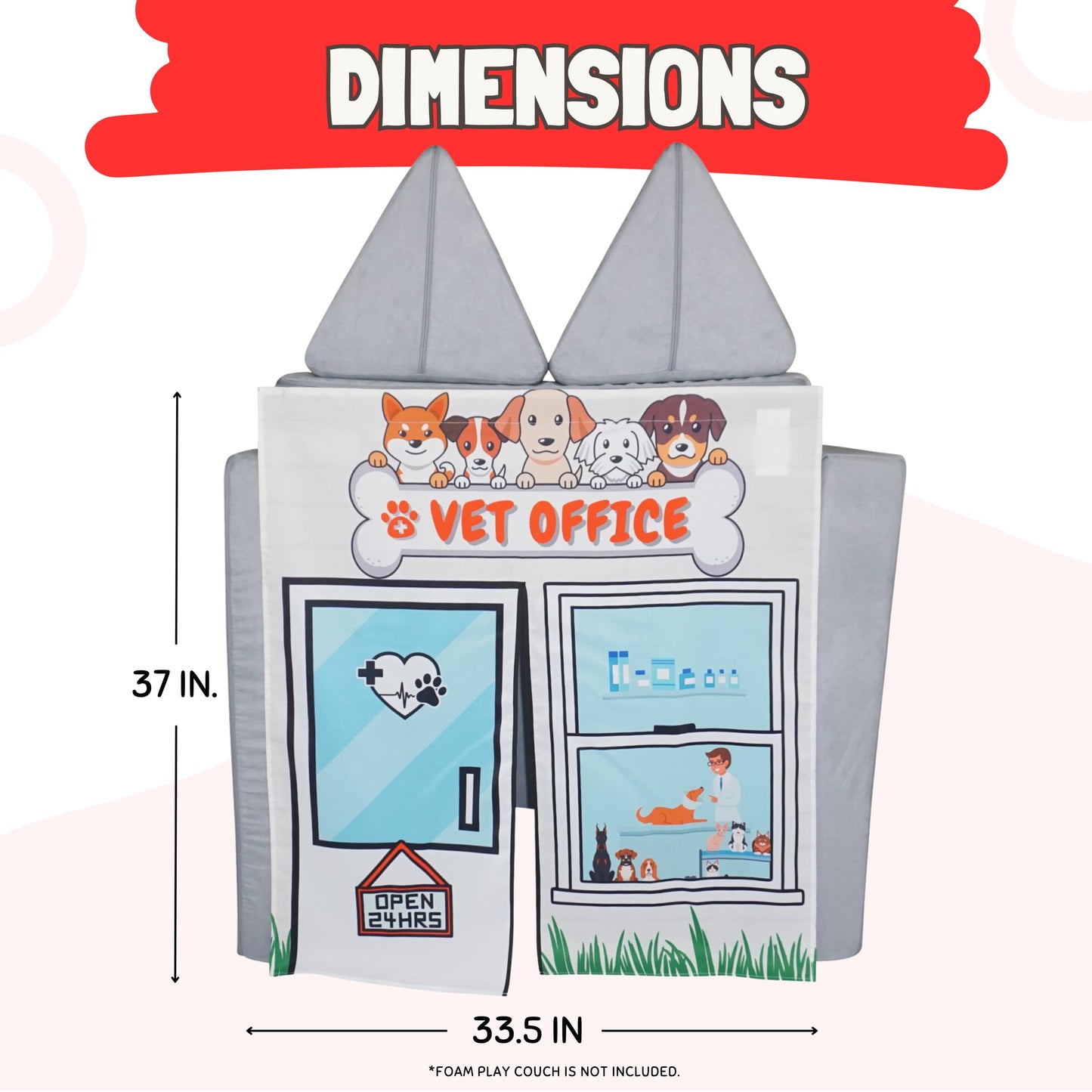 Couch Swag Vet Office Play Panel for Kids Foam Couch | Interactive Veterinary Play