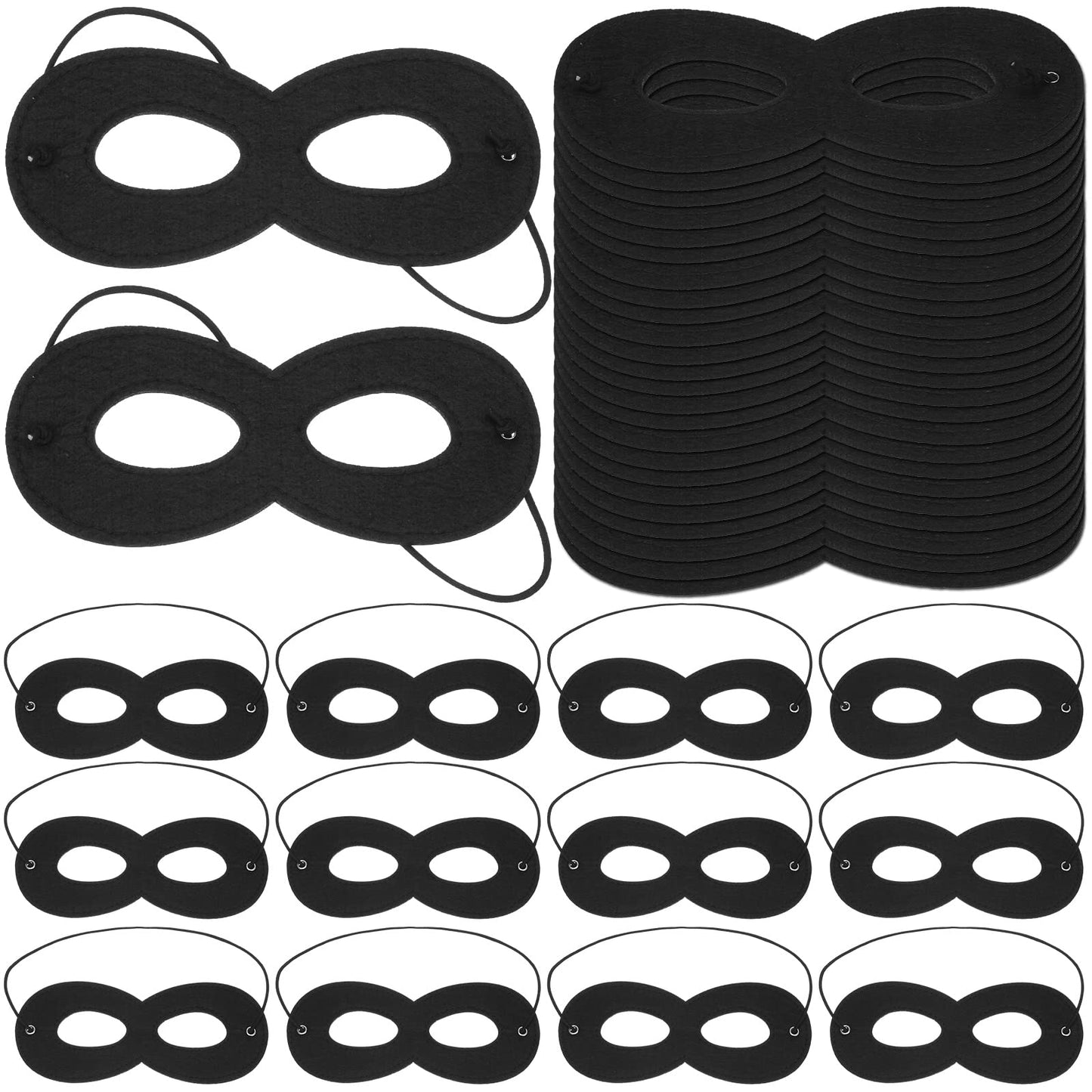 Coume 60 Pcs Halloween Black Felt Eye Masks – Adjustable Masquerade Masks for Adults