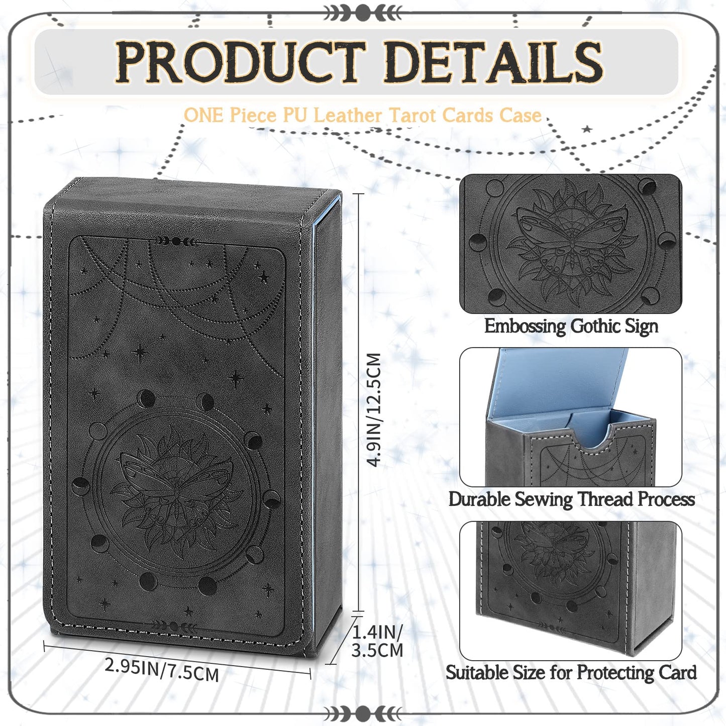 Coume PU Leather Tarot Case – Moon Design, Magnetic Closure, Travel-Friendly