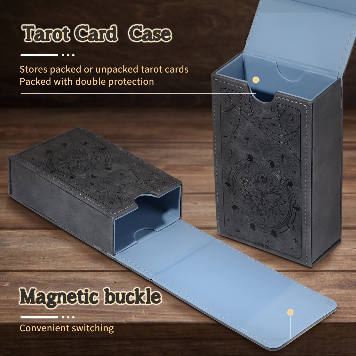 Coume PU Leather Tarot Case – Moon Design, Magnetic Closure, Travel-Friendly