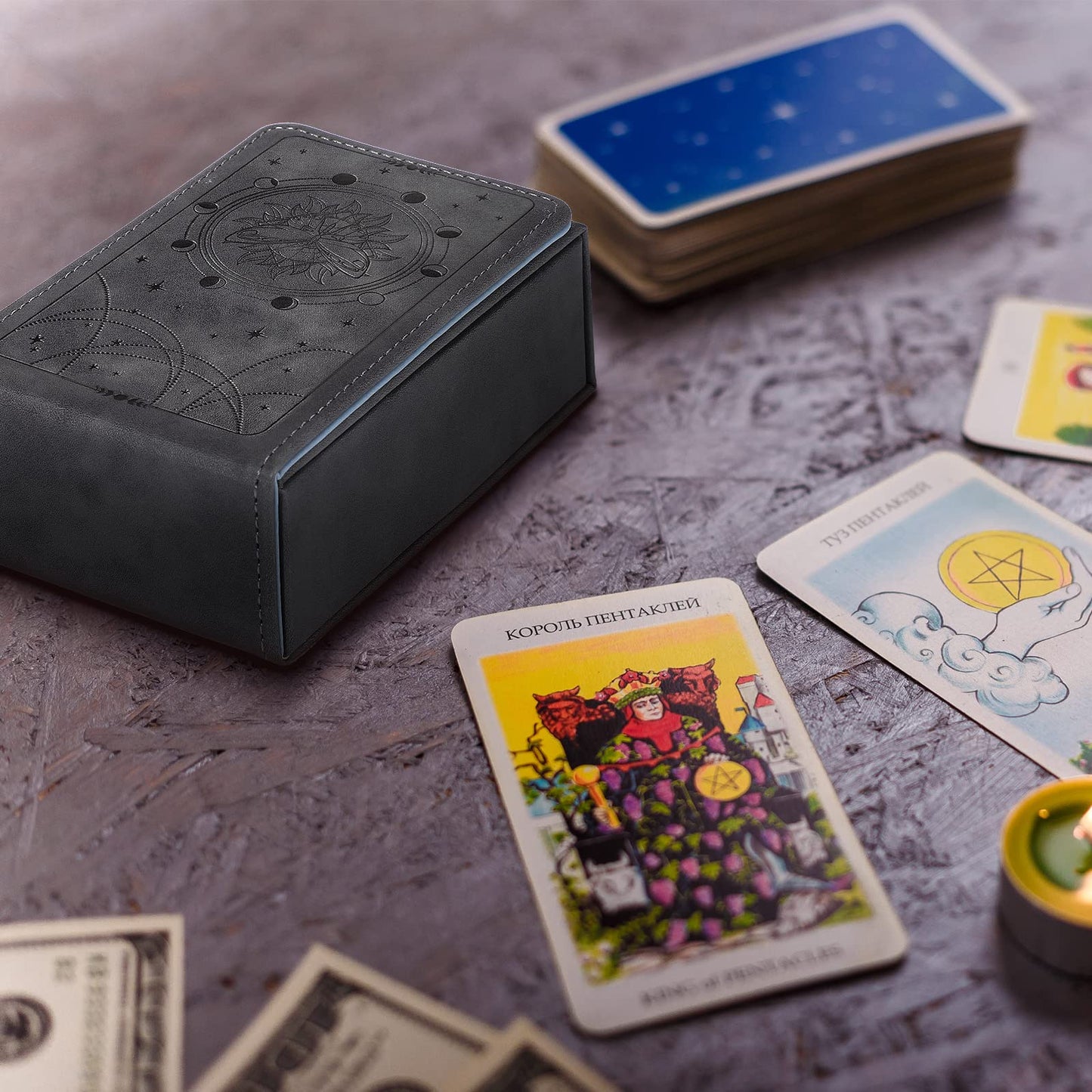 Coume PU Leather Tarot Case – Moon Design, Magnetic Closure, Travel-Friendly