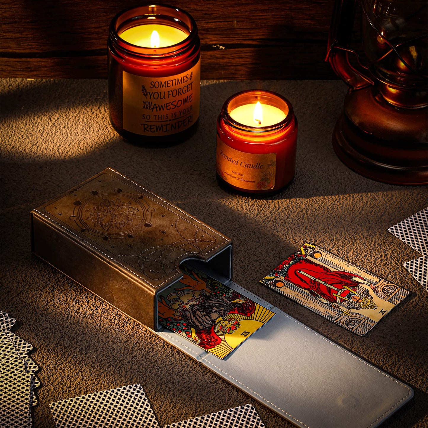 Coume PU Leather Tarot Case – Moon Design, Magnetic Closure, Travel-Friendly