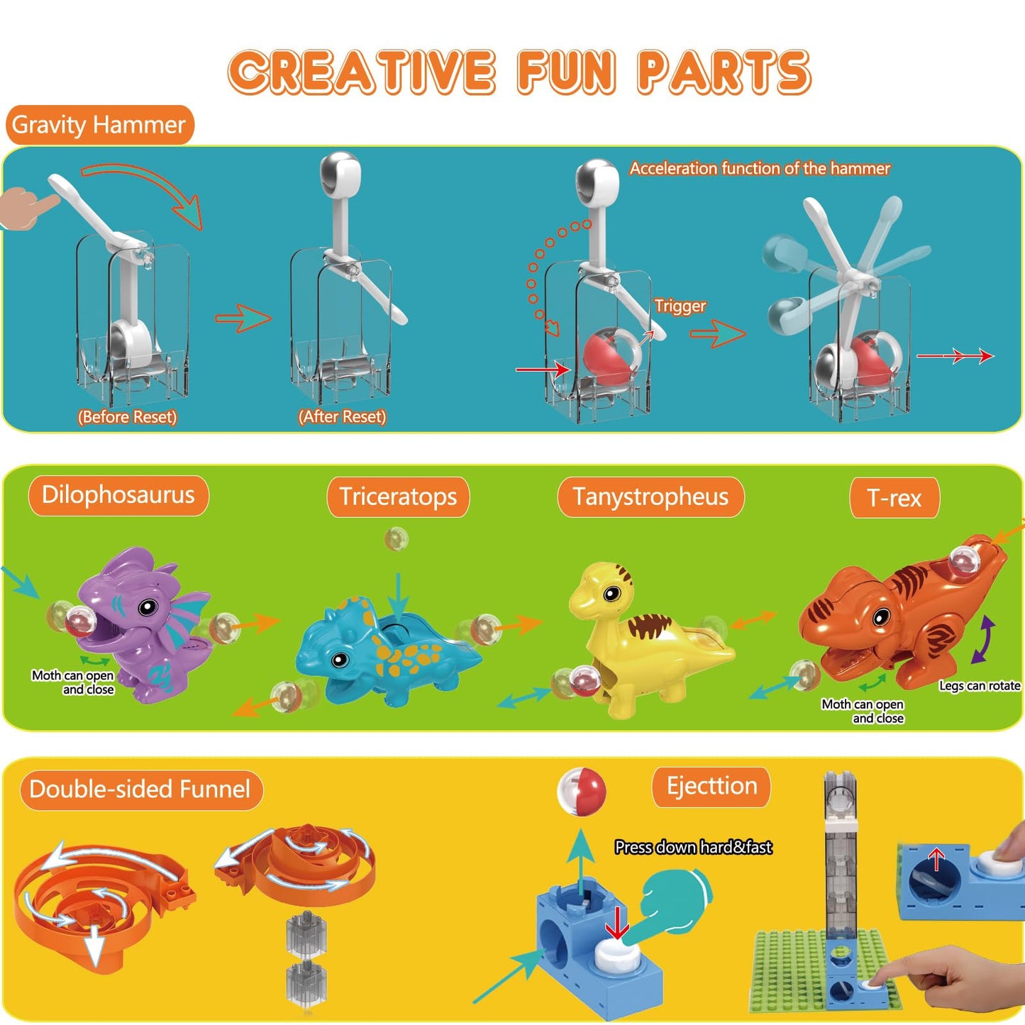 COUOMOXA Dinosaur Marble Run Building Set for Kids 3-8 | STEM Toy & 5-in-1 Play Kit