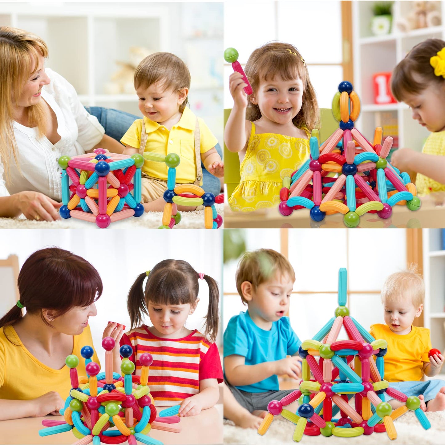 COUOMOXA Magnetic Toy Montessori Kit — 132-Piece STEM Builder for Ages 3–12