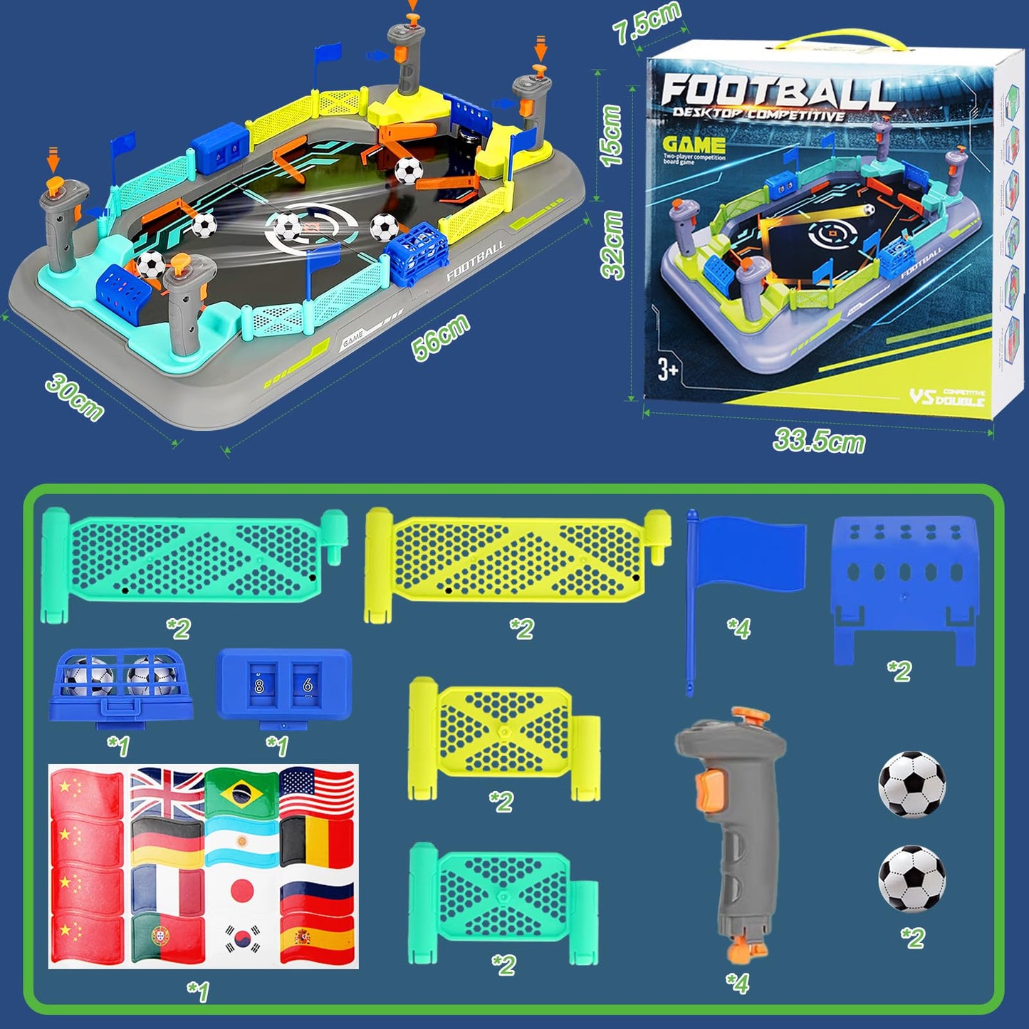 COUOMOXA Mini Soccer Board Game for Kids – Indoor Foosball Toy for 3–12 Year Olds