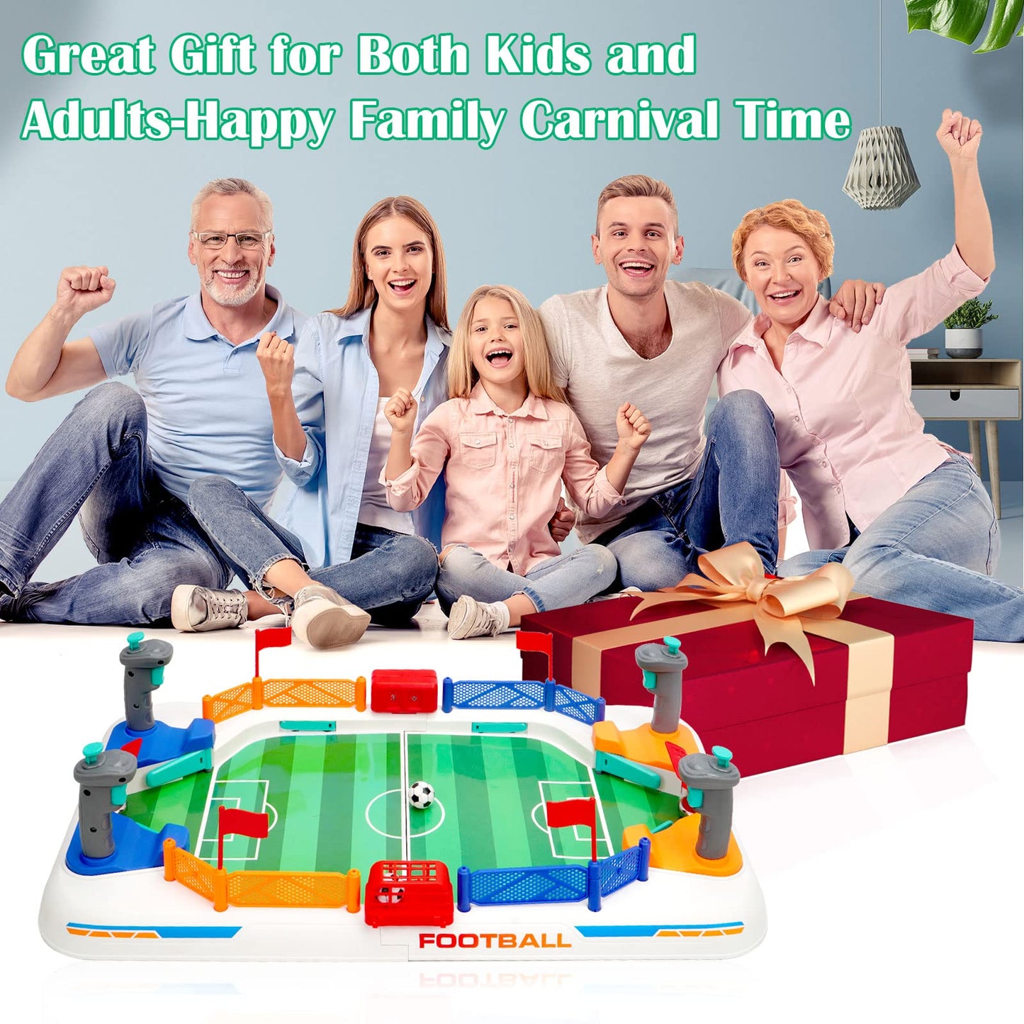 COUOMOXA Upgrade Mini Football Game with 4 Flipper Drives – Portable Tabletop Soccer