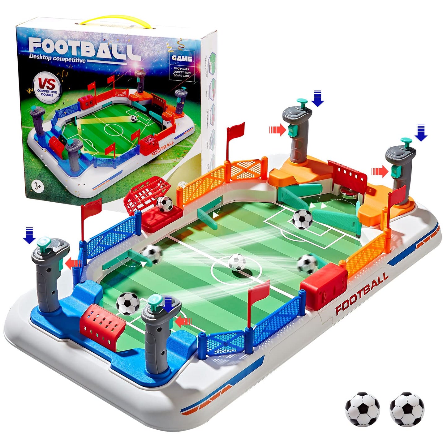 COUOMOXA Upgrade Mini Football Game with 4 Flipper Drives – Portable Tabletop Soccer