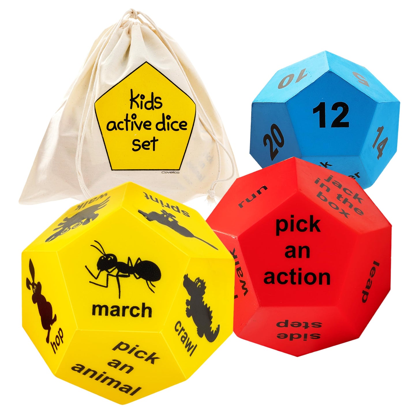 Covelico Exercise Dice for Kids – Fun Indoor Outdoor Fitness Games for Classrooms & Home