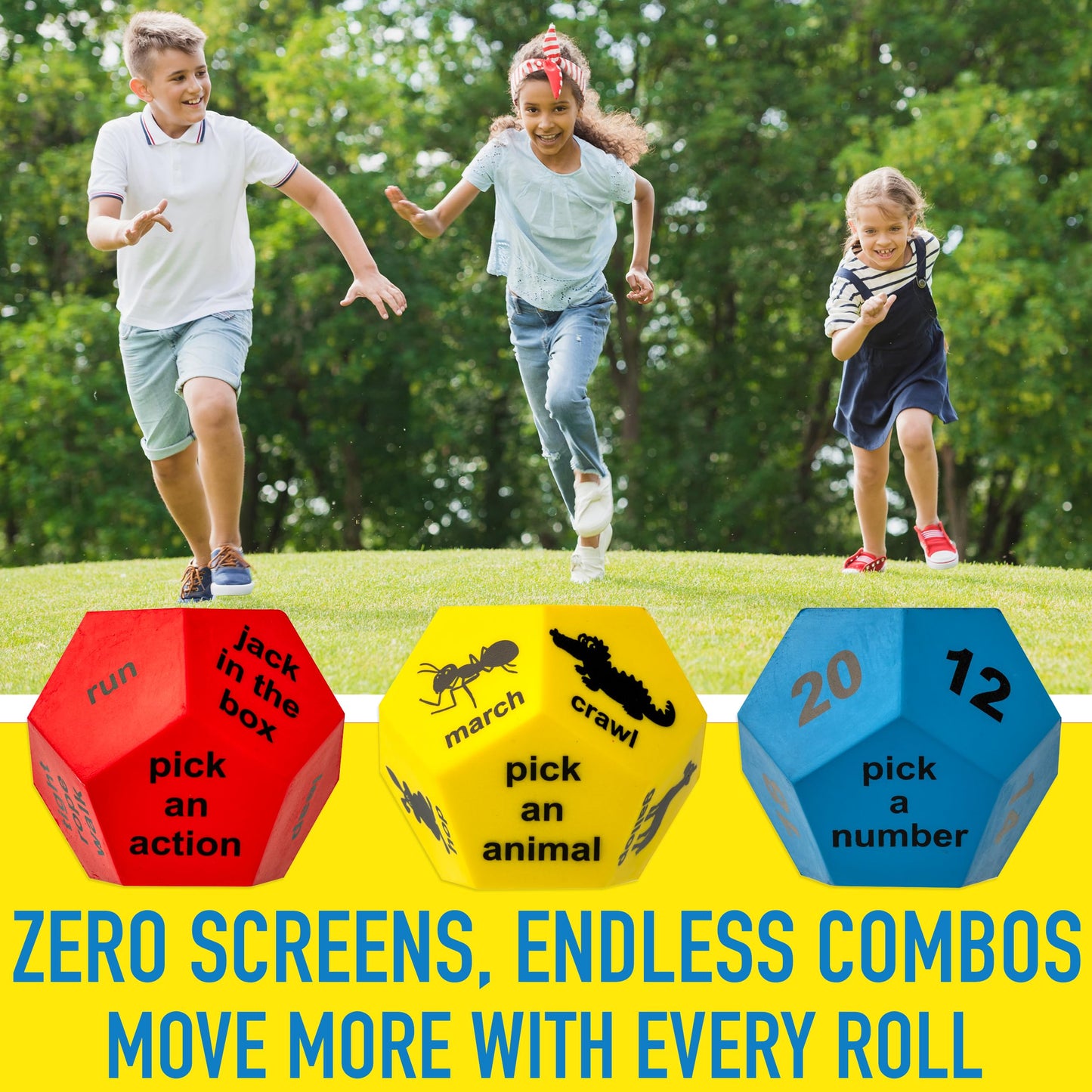 Covelico Exercise Dice for Kids – Fun Indoor Outdoor Fitness Games for Classrooms & Home