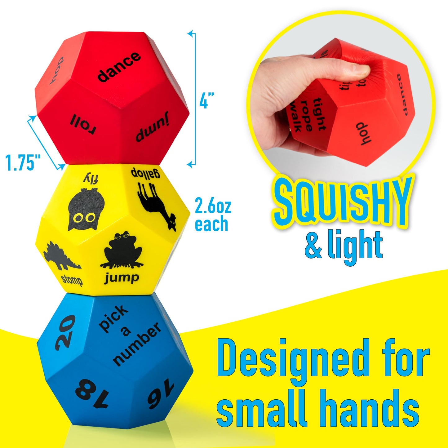 Covelico Exercise Dice for Kids – Fun Indoor Outdoor Fitness Games for Classrooms & Home